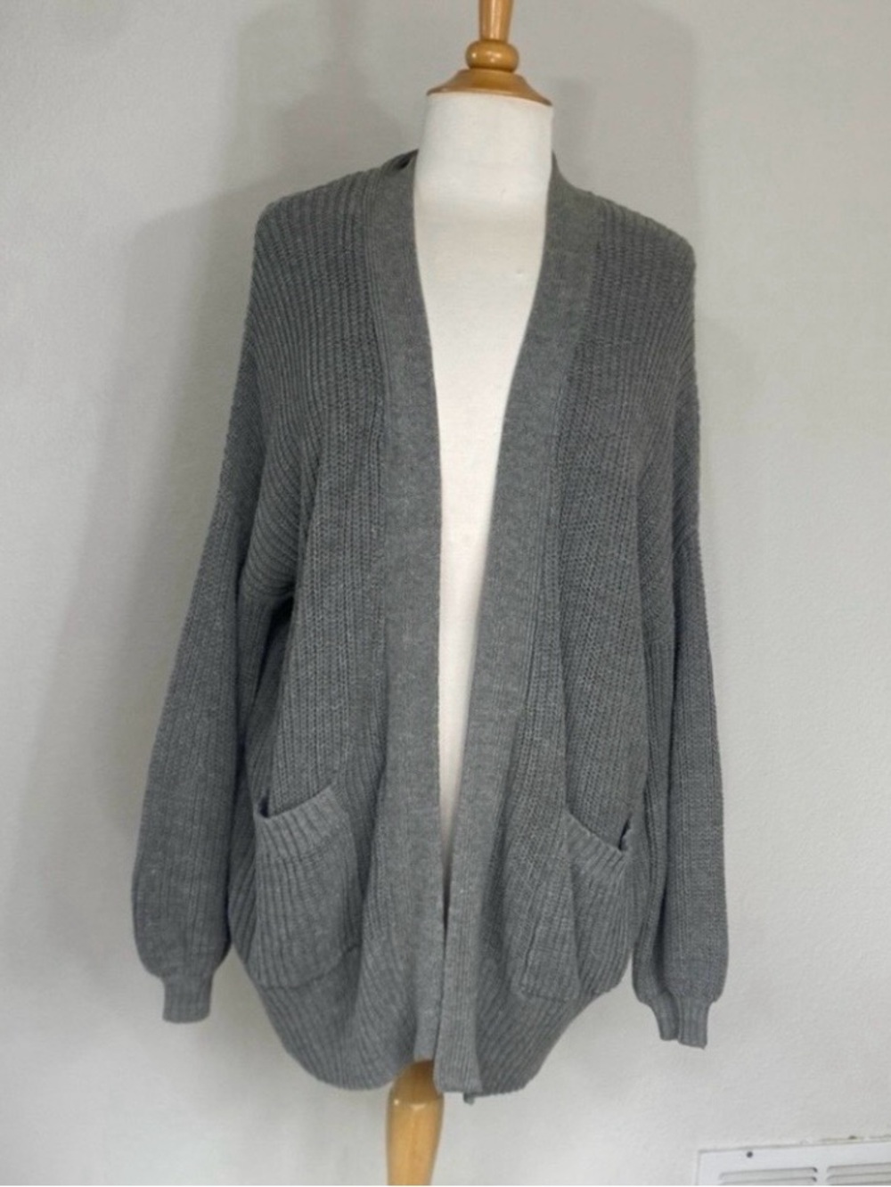 BDG Womens Gray Thick Knit Pocket Oversize Boyfriend Cardigan Coastal Size S